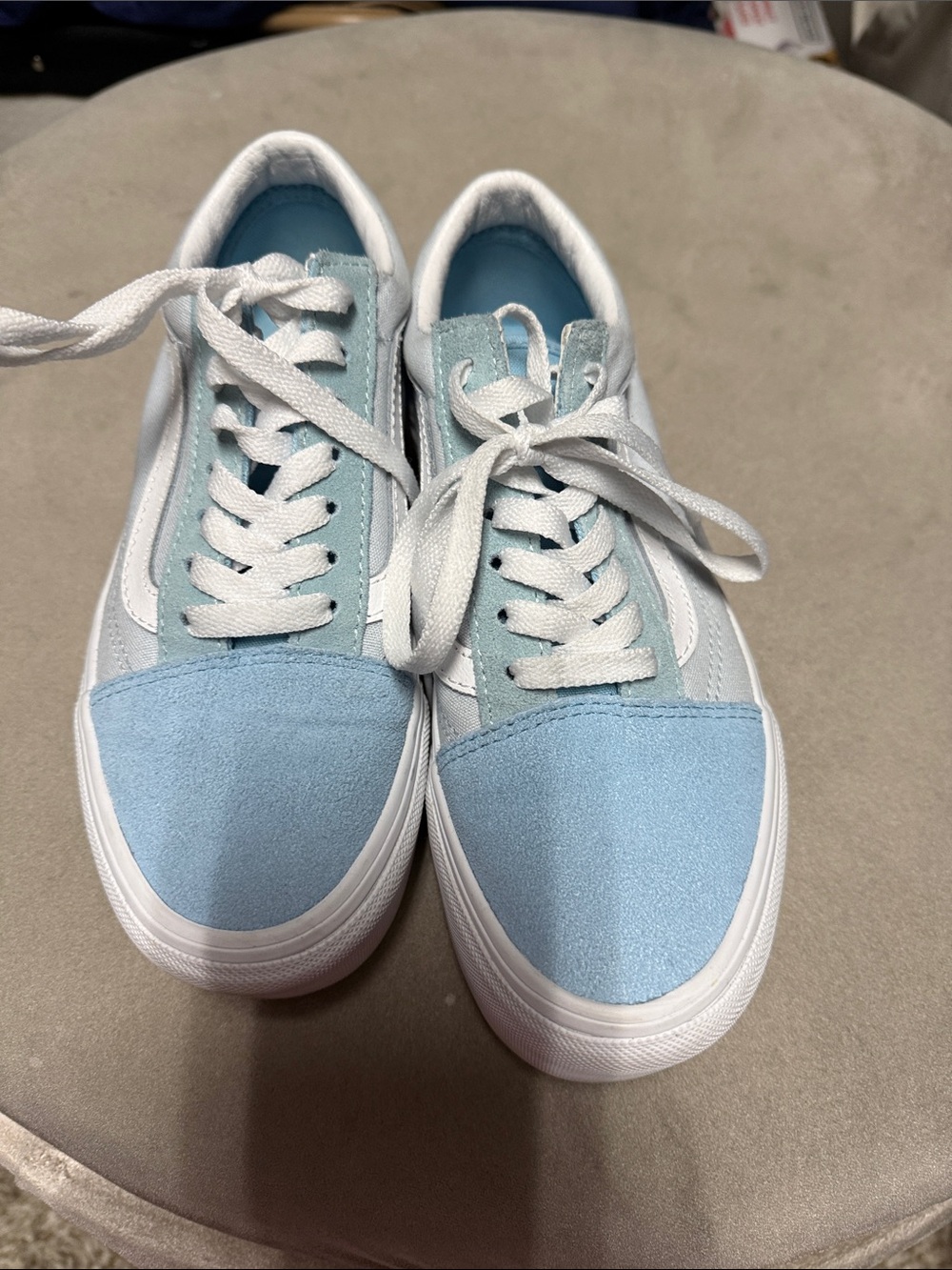 Vans Women’s Light Blue Suede Low-Top Sneakers